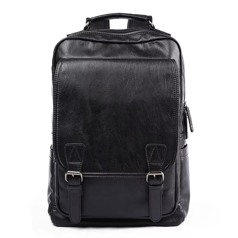14 Inch Laptop Bag for Men Travelling Vintage Waterproof Men Travel PU Leather Laptop Backpack